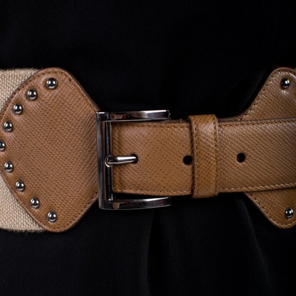 PRADA KHAKI CLASSIC BELT | WOMENS SIZE 80CM - Picture 2 of 3
